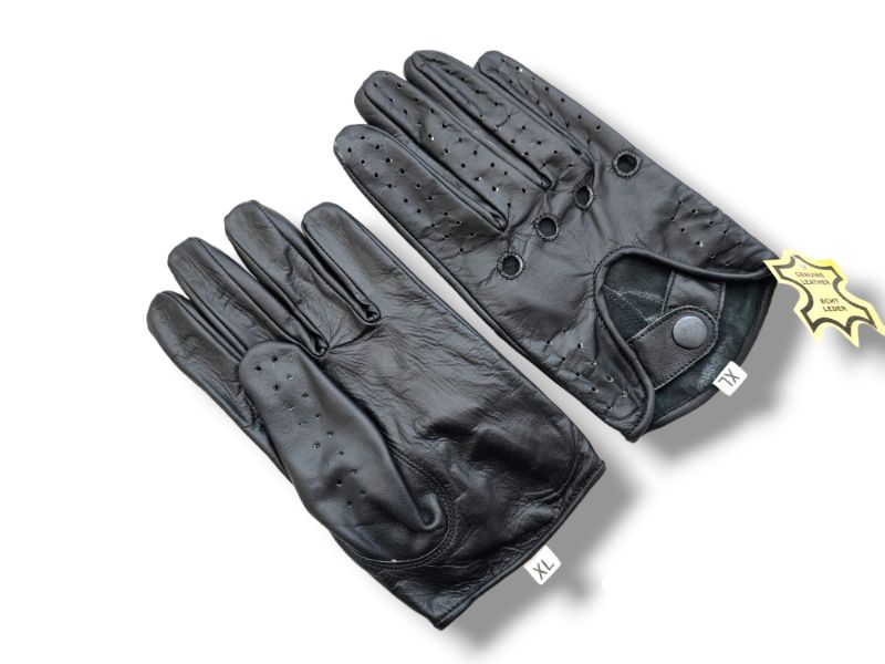 Guantes de conducción de cuero, guantes de conducción negros