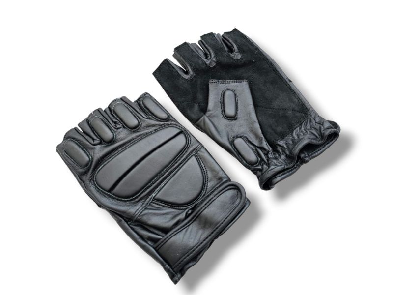 GUANTES ACOLCHADOS SIN DEDOS DE CUERO PARA MOTOCICLETAS, SEGURIDAD TÁCTICA, OPERACIONES ESPECIALES Y POLICÍA 