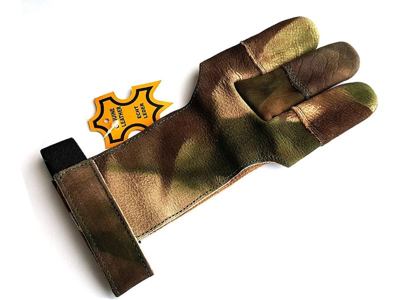 Guante de tiro con arco de punta completa Guante de cuero para tiro con arco (camuflaje)