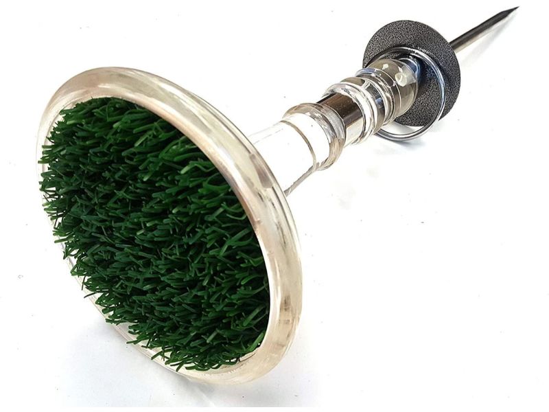 Percha de bloque para cetrería Percha de bloque para cetrería con césped artificial y anilla de sujeción de acero inoxidable