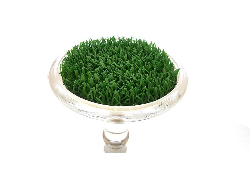 Percha de bloque para cetrería Percha de bloque para cetrería con césped artificial y anilla de sujeción de acero inoxidable